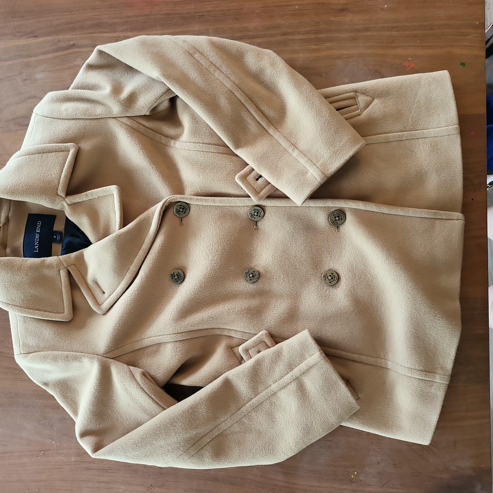 Lands End Wool Blend Peacoat size 8